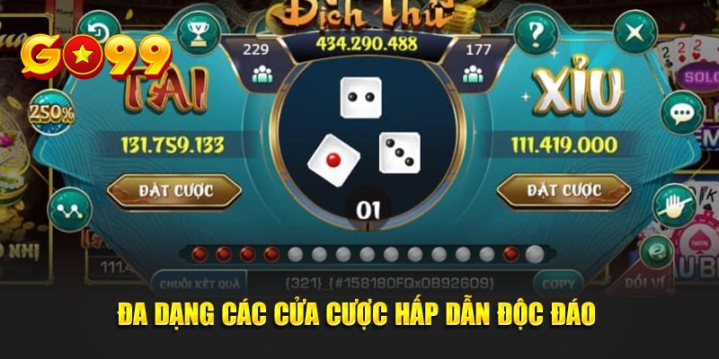 Đa dạng các cửa cược hấp dẫn độc đáo